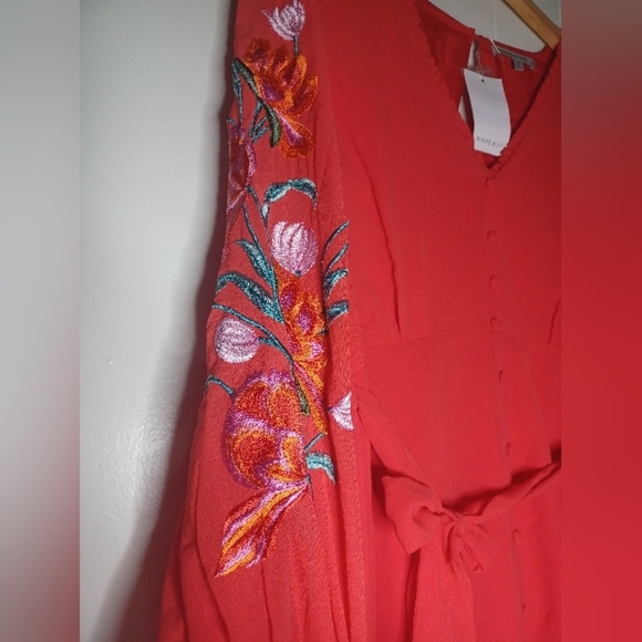 Chic Red Embroidered Mini Dress - Picture 3 of 11